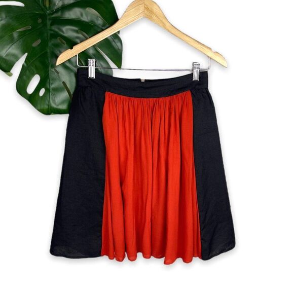 AJ Armani Jeans Linen Colorblock Panel A-Line Skirt - Picture 2 of 9